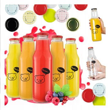 BE 40x Kubuś boce 750ml s tiskom boce ZA SOK sirup voda mlijeko sokovi