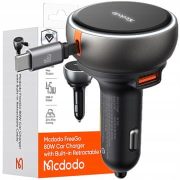 Mcdodo Mcdodo Moćni Brzi Auto Punjač 3X Usb Usb-C Pd 80W Led 1M Kabel