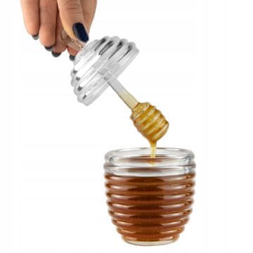 BE Staklenka za med 200 ml s mjericom i žlicom, ukrasna staklenka