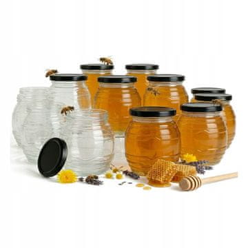 Dekorativna staklenka UL 380ml staklenke za med, džem, sok, medni sirup, set od 20 komada.