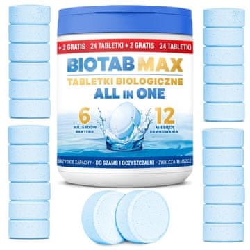 BioTab MAX All in One tablete za septičku jamu pročistača otpadnih voda 24+2