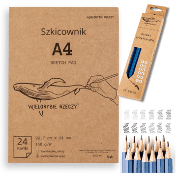 Olovke za skiciranje x12, blok za crtanje A4 24 lista, set