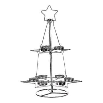Autronic Svijećnjak Metal candlestick in the shape of a tree, silver color. (UM0241-SIL)
