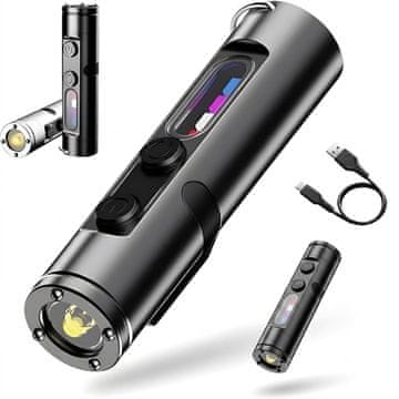 VYZIO® Višenamjenska LED džepna svjetiljka za hitne situacije, USB-C punjenje, magnetska baza, razbijač stakla | EDCLITE