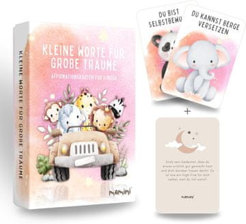 Nikcorp Set od 40 kartica afirmacija Mamini za djecu samopouzdanje i mindfulness njemački jezik, ilustracije životinja, 8 x 12 cm, karton 350 g/m², zaštitna kutija