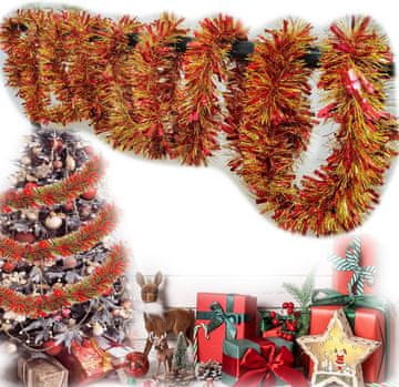 Nikcorp Blagdanska girlanda Nema model svjetlucava crvena, set 4 kom 2 m svaka, ukupno 8 m, širina 9 cm, glitter efekt, žica i PET plastika, dekoracija za bor prozore vrata