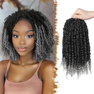 Nikcorp Sintetička kosa Passion Twist set 8 paketa 30 cm crna visokokvalitetno vlakno, za Dreadlocks Crochet, box braids, jumbo crochet, cuban twists uključuje kukicu češalj 10 ukrasnih prstenova, otpornost
