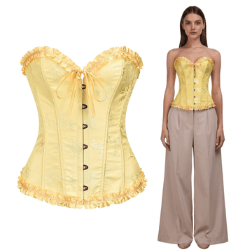 Nikcorp Ženski Korzet Bustier za Mršavljenje, Elegantni Čipkasti Oblikovatelj Stuka, 14 Fleksibilnih Žica, Kopčanje Sprijeda, Podesivo Vezanje Straga do 10cm, 90% Poliester, 10% Elastan, Veličina XS, Boja
