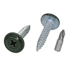 Nikcorp Samogwintajući vijci za drvo i metal Navođeni komplet 200 kom 4,2 x 25 mm PH široka glava RAL 6020 kromirana zelena bit u setu puni navoj pocinčani zaštićeno od korozije