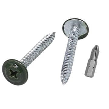 Nikcorp Samonarezujući vijci za drvo i metal 4.2x38 mm RAL 6020 zeleni krom-oksid PH glava 80 kom + bit komplet
