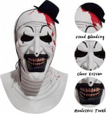 Nikcorp Maska za klaun WEQNGIU užasa Killer Horror realistični cosplay, lateks, obujam glave 56-62 cm, bijela, za Halloween i tematske zabave