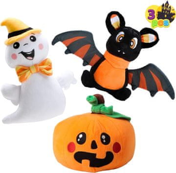 Nikcorp Plišane igračke za Halloween set 3 kom Višebojno Duh Bundeva Šišmiš meke maskote PP cotton poliester za djecu i dekoraciju