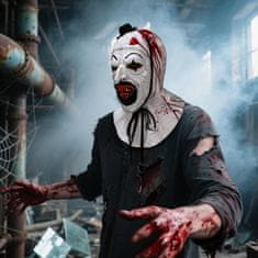 Nikcorp Maska za klaun WEQNGIU užasa Killer Horror realistični cosplay, lateks, obujam glave 56-62 cm, bijela, za Halloween i tematske zabave
