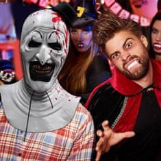 Nikcorp Maska za klaun WEQNGIU užasa Killer Horror realistični cosplay, lateks, obujam glave 56-62 cm, bijela, za Halloween i tematske zabave