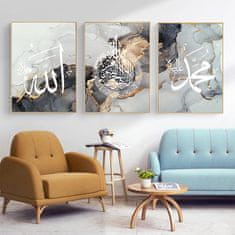 Nikcorp Set 3 plakata moderna arapska kaligrafija bez okvira 60 x 90 cm, netkani materijal, vodootporna tinta visoke razlučivosti, zidna dekoracija za dnevni boravak spavaću sobu ured hotel restoran