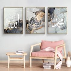 Nikcorp Set 3 plakata moderna arapska kaligrafija bez okvira 60 x 90 cm, netkani materijal, vodootporna tinta visoke razlučivosti, zidna dekoracija za dnevni boravak spavaću sobu ured hotel restoran