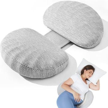 Nikcorp Jastuk za trudnoću Memory pjena 76x40x10 cm siv ergonomsk potpora za spavanje na boku, regulacija širine trakama, prozračna navlaka mreža, lumbalni jastuk/podloga za noge