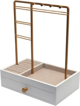 Nikcorp Stalak za nakit u ladici Towers bijeli 20x28x12 cm, organizator za lančiće naušnice narukvice i satove, minimalistički dizajn