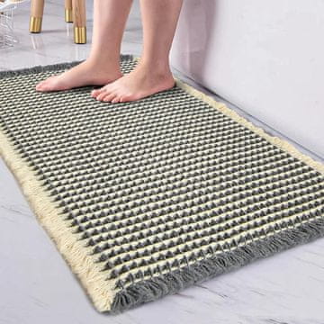 Nikcorp Protuklizna prostirka za kupaonicu od mikrovlakana vaflastog tkanja, dvoslojni pleter, za tuš i mokre kupaonske podove, protuklizna HMA podloga, siva 80x50 cm, periva u perilici