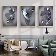Nikcorp Dekorativna slika za zid triptih 3D Love Heart set 3 panela umjetničko platno 60x80 cm, bez okvira moderne apstraktne boje za dnevni boravak spavaću sobu ured