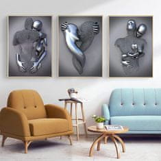 Nikcorp Dekorativna slika za zid triptih 3D Love Heart set 3 panela umjetničko platno 60x80 cm, bez okvira moderne apstraktne boje za dnevni boravak spavaću sobu ured