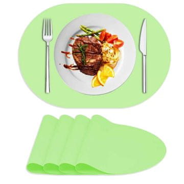 Nikcorp Silikonski podmetači Ovalni Zelene protuklizne 4 kom set tekući LSR 43x30 cm debljina 0,7 mm do 232°C vodootporni antibakterijski bez BPA PVC ftalata