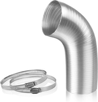 Nikcorp Aluminijska ventilacijska cijev čisti aluminij 160 mm 2 m s 2 stezne obujmice od nehrđajućeg čelika, fleksibilni kanal za kuhinjske nape i sušilice, otporno na 400 °C srebrna