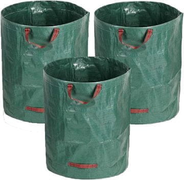 Nikcorp Vreće za otpad za vrt set 3 kom 272 L polipropilen zelene 67x76 cm sklopive s učvršćujućim prstenom 4 ručke -30 do 140°C