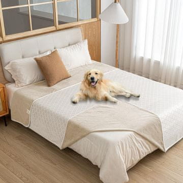 Nikcorp Pokrivač za psa vodootporna zaštitna deka za kauč i krevet, TPU podstava, velur, dvostrana, bež 100 x 120 cm, perivo u perilici