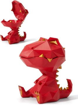 Nikcorp Dekorativna posuda za kekse Dinosaurus od poli-resin, crvena, 18 cm visina, zdjela za suhu hranu i grickalice, organizer na stolu, igračka za djecu