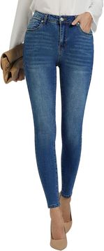 Nikcorp Ženske skinny traperice High Waist prozračni elastični denim slim fit, efekt zaglađivanja figura, S tamnoplave, unutarnja duljina nogavice 73,6 cm, patentni zatvarač i gumb