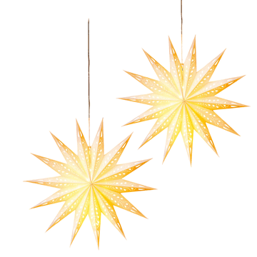 Nikcorp LED viseće papirne zvijezde 55 x 55 x 10 cm za Božić, set 2 kom s daljinskim, sklopive, 50 LED, 8 načina svjetljenja, zvijezda 14 krakova, unutarnji ukras, 50 cm uže