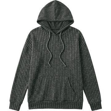Nikcorp Ženska dukserica Casual oversize, tamnozelena, s kapuljačom na vrpcu i kangaroo džepom, prugasti uzorak, labavi kroj, četkano termalno pletivo, dugi rukav, M