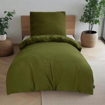 Nikcorp Komplet posteljine HIG set 3 kom 135x200 cm s plahtom maslinasta mikrovlakna cjelogodišnja udobnost Oeko-Tex Standard 100 navlaka popluna 135x200 jastučnica 80x80 plahte 90x200 nabor 35 cm dvostruki