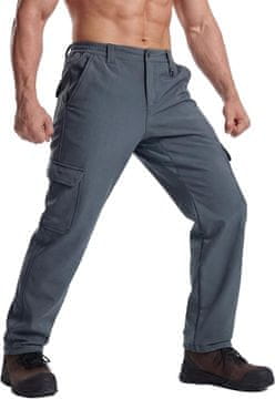 Nikcorp Muške lovačke softshell hlače s runom vodoodbojne UV zaštita 6 džepova elastični pojas sivi 2XL