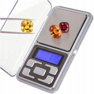 Ruhhy Digitalna mini LCD džepna vaga za nakit 200-0.01 g osvijetljeno srebro