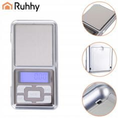 Ruhhy Digitalna mini LCD džepna vaga za nakit 200-0.01 g osvijetljeno srebro