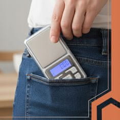 Ruhhy Digitalna mini LCD džepna vaga za nakit 200-0.01 g osvijetljeno srebro
