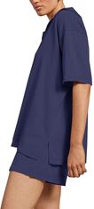 Nikcorp Ženski ljetni trenirni komplet Casual 2-dijelni set XL kobaltno plava navy blue kratki rukav majica kratki šorts elastični široki pojas prozračna meka rastezljiva tkanina za kuću šetnje jogging