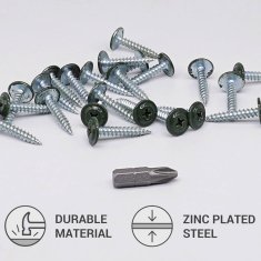 Nikcorp Samogwintajući vijci za drvo i metal Navođeni komplet 200 kom 4,2 x 25 mm PH široka glava RAL 6020 kromirana zelena bit u setu puni navoj pocinčani zaštićeno od korozije