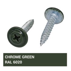 Nikcorp Samogwintajući vijci za drvo i metal Navođeni komplet 200 kom 4,2 x 25 mm PH široka glava RAL 6020 kromirana zelena bit u setu puni navoj pocinčani zaštićeno od korozije