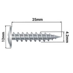 Nikcorp Samogwintajući vijci za drvo i metal Navođeni komplet 200 kom 4,2 x 25 mm PH široka glava RAL 6020 kromirana zelena bit u setu puni navoj pocinčani zaštićeno od korozije