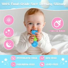 Nikcorp Senzorička fidget spinner igračka set 3 komada silikon za bebe 10 mj bez BPA bez lateksa bez plastike prijanjajuća podloga zvjezdice mjesec sunce za hranjenje kupanje vožnju u autu