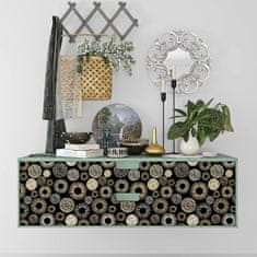 Nikcorp Samoljepljiva boho geometrijska tapeta crno-zlatna 44,5 cm x 7 m PVC vinil vodootporna periva za zidove i namještaj u kuhinji i kupaonici