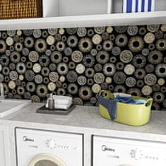Nikcorp Samoljepljiva boho geometrijska tapeta crno-zlatna 44,5 cm x 7 m PVC vinil vodootporna periva za zidove i namještaj u kuhinji i kupaonici
