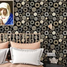 Nikcorp Samoljepljiva boho geometrijska tapeta crno-zlatna 44,5 cm x 7 m PVC vinil vodootporna periva za zidove i namještaj u kuhinji i kupaonici
