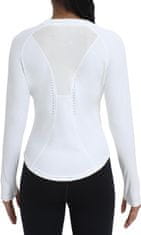 Nikcorp Ženska termoaktivna majica dugih rukava za trčanje i fitness, slim fit, otvori za palac, reflektirajući elementi, bijela, XXL, poliester fleece/polar i stražnji panel vuna akril pamuk