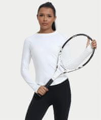 Nikcorp Ženska termoaktivna majica dugih rukava za trčanje i fitness, slim fit, otvori za palac, reflektirajući elementi, bijela, XXL, poliester fleece/polar i stražnji panel vuna akril pamuk