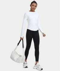 Nikcorp Ženska termoaktivna majica dugih rukava za trčanje i fitness, slim fit, otvori za palac, reflektirajući elementi, bijela, XXL, poliester fleece/polar i stražnji panel vuna akril pamuk