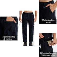 Nikcorp Muške cargo lovačke hlače vojna kamuflaža XL, softshell vjetrootporne, vodoodbojne, termoizolirani flis iznutra, 6 džepova, elastični pojas, UV zaštita, crne 96% poliester 4% elastan